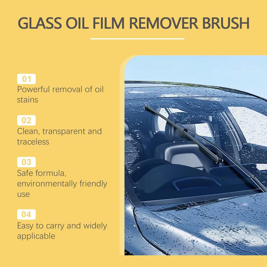 RAYHONG Car Glass Cleaning Brush & Glass Degreaser, Stain Removal & Water Repellent, Windshield Rainproof Cleaner, 120ml