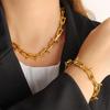 Meishiduo Set Bracciale e Collana a Ferro di Cavallo Unisex in Acciaio Inossidabile - Moda Trendy a Forma di U Europea & Americana