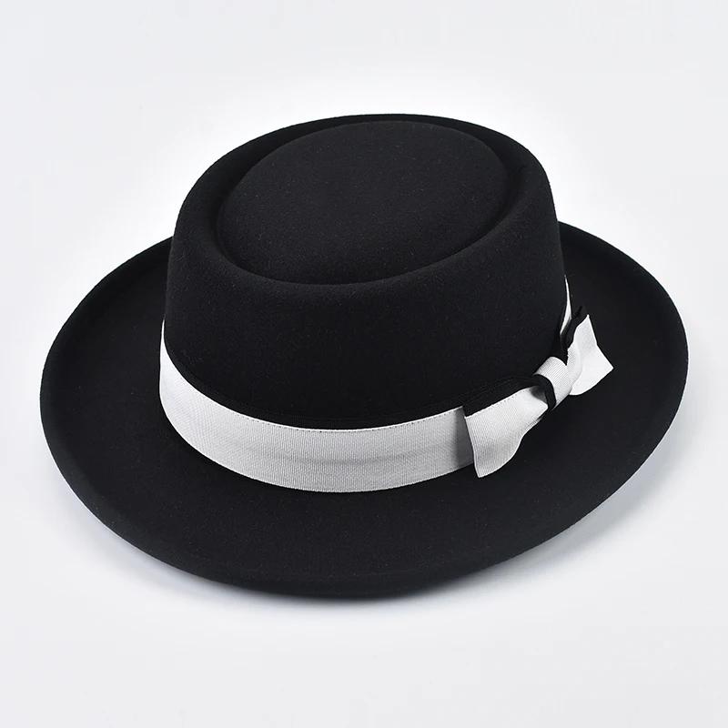 Cappello Jazz in Feltro a Tesa Arrotolata Vintage per Uomo Donna Cappello Pork Pie a Tesa Corta Cappello Trilby Fedora da Gentleman