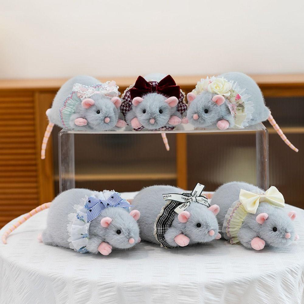 Plush Mouse Doll Floral Dress Mouse Toy Creative Flower Branch Rat Doll  Kids Gift Birthday