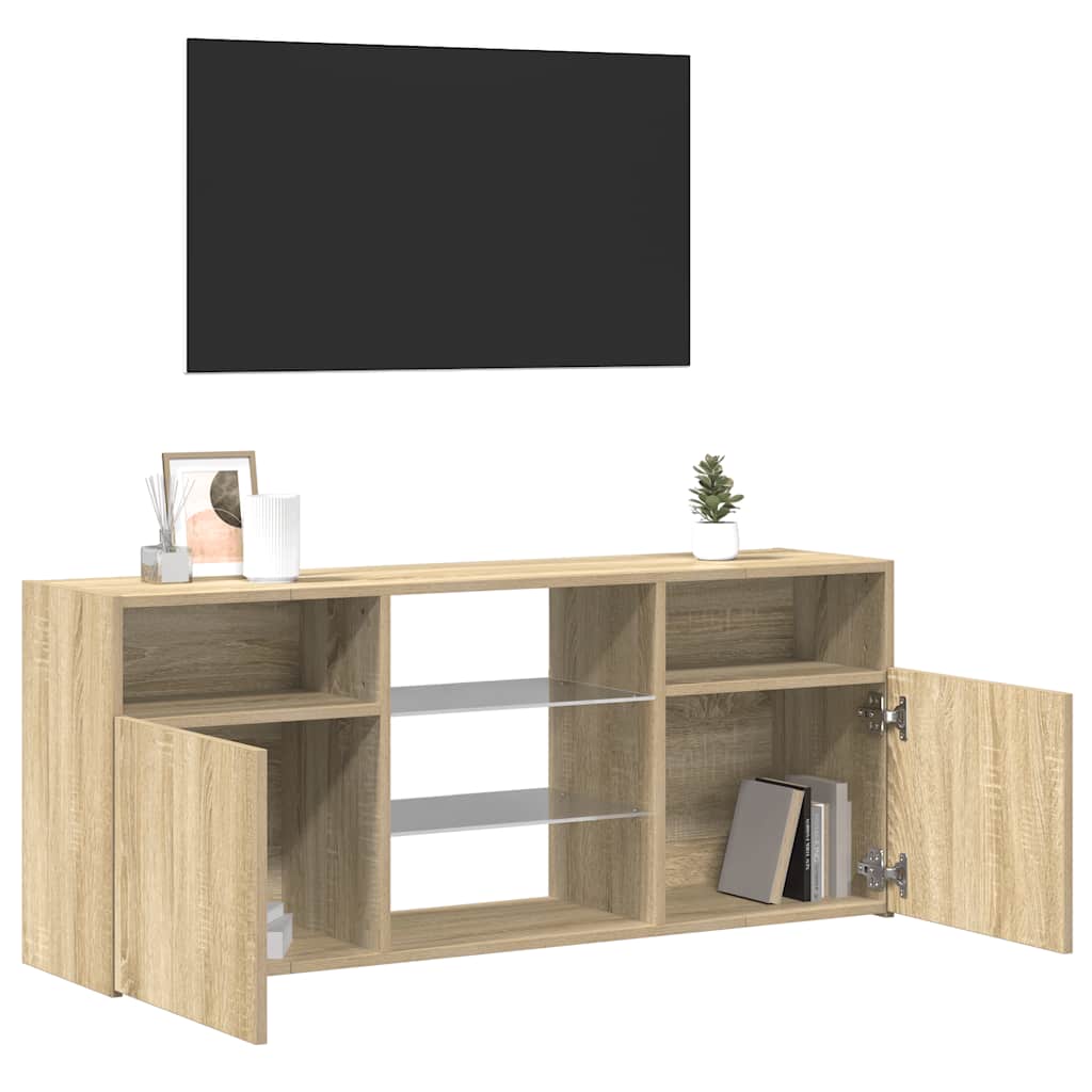 Vidaxl Szafka Tv Z Oświetleniem Led, Dąb Sonoma, 120X30X50 Cm