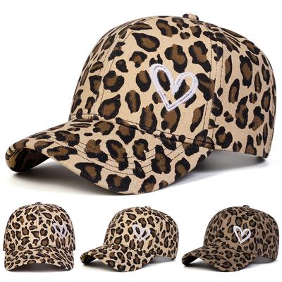 Gorras de Béisbol Unisex Estampado de Leopardo Bordado de Amor Primavera Otoño Exterior Ajustable Gorros Casuales Gorra Solar Gorra Deportiva