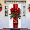 ChristmasDoor Cover Banner 71x35 Inch Red Bow and Holly Decoration for Front Door Holiday Indoor Outdoor Home Decor