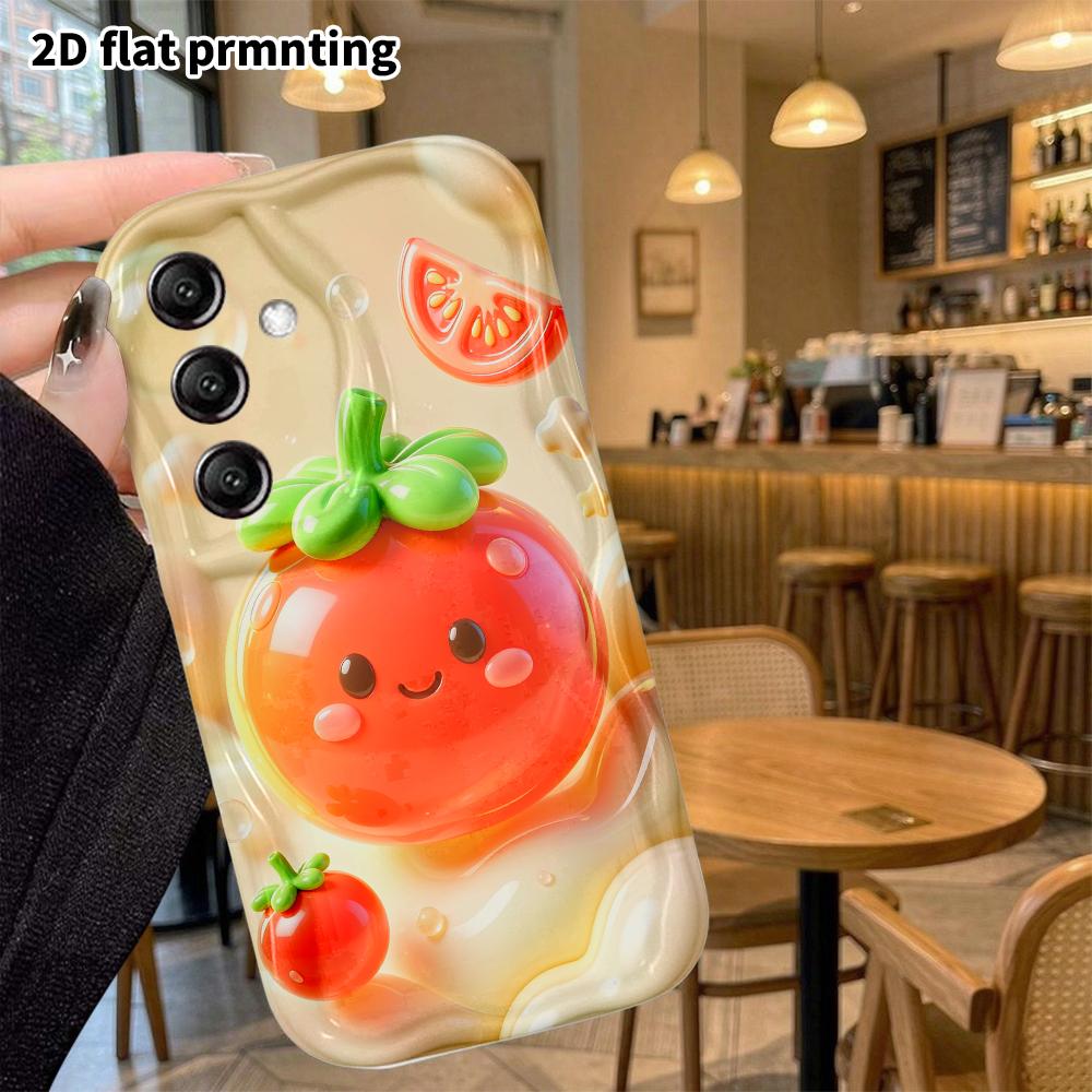 Phone Case: 2D flat design suitable for Samsung Galaxy A34 A35 M05 M06 S20 S22 S21 FE Plus 5G protective case, cute little tomato, perfect Christmas a