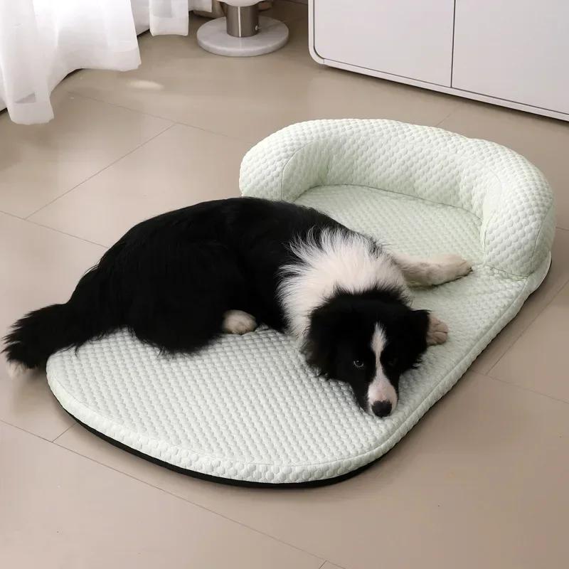 Summer Cooling Dog Bed Ice Silk Cold Cat Mat Foam Sleeping Sofa Puppy Kennel Breathtable Cooling Fabric Dog Cat Bed Pet Cushion