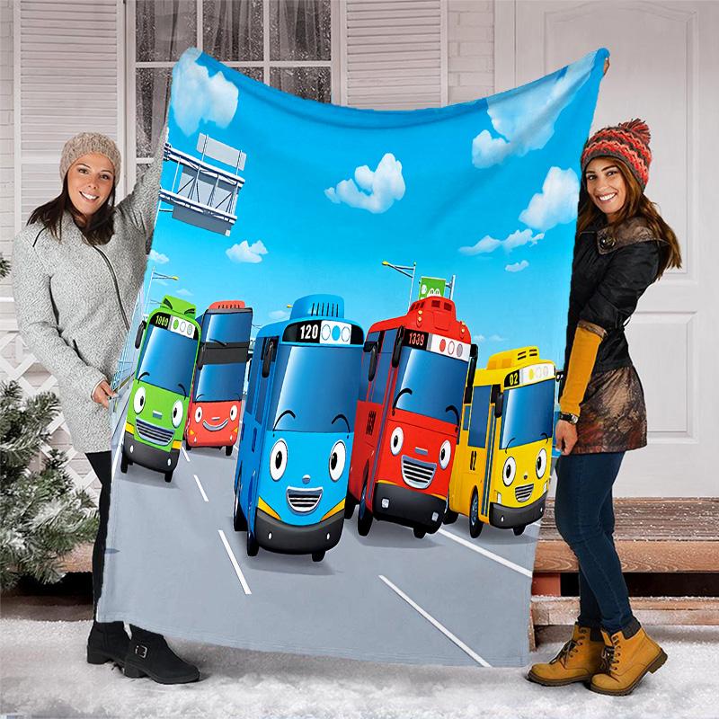 the little bus tayo printed throw blanket—lightweight,soft,warm;versatile blanket for all seasons—perfect as &air-conditioning throw,nap blanket