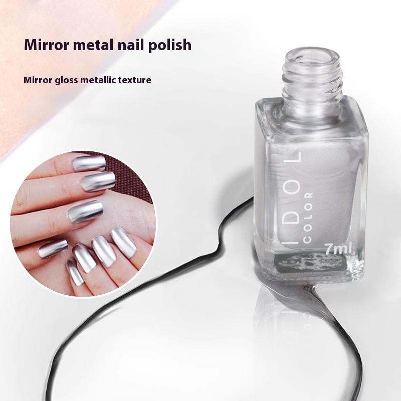 Mirror Metal Nail Polish, Non-baking and Long-lasting, Non-peeling, Quick-drying 12-color Metallic Nail Polish