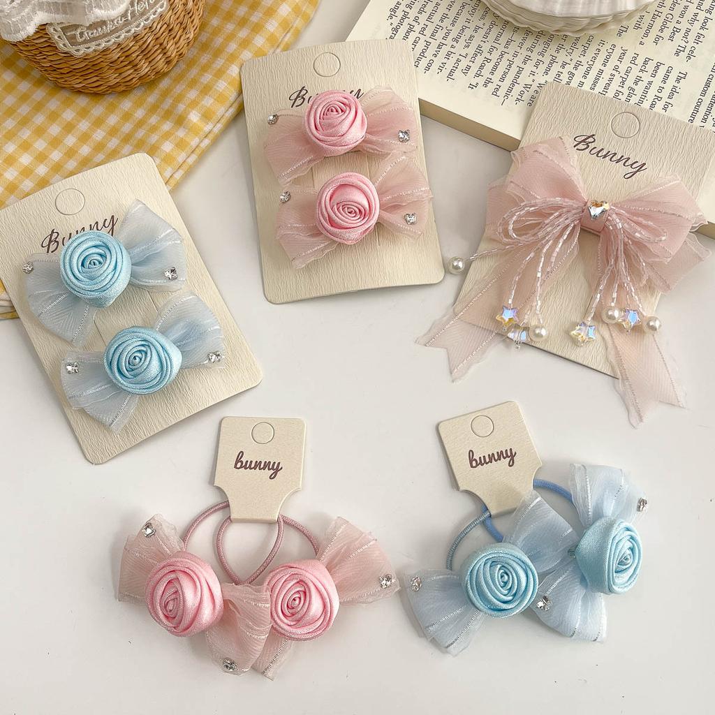 Spring New Style Mesh Bow Rose Hairpin Hairpin French High-end Girl Hairpin Wild Broken Hair Side Clip