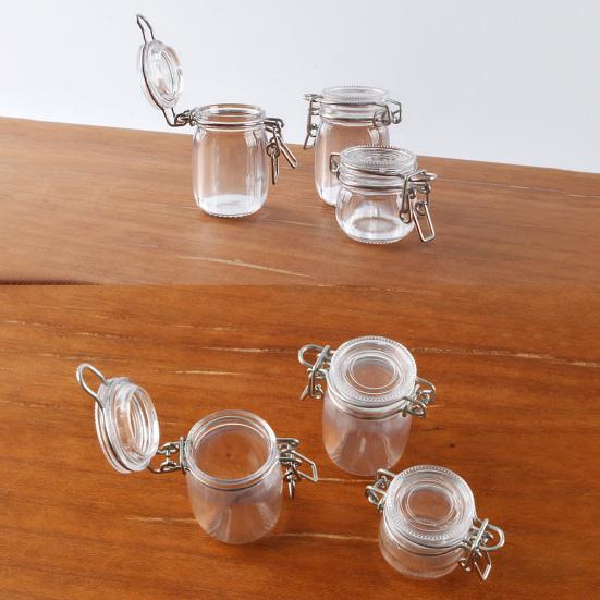 2 Pcs Miniature Storage Jars Doll House Mini Transparent Jar with Lid