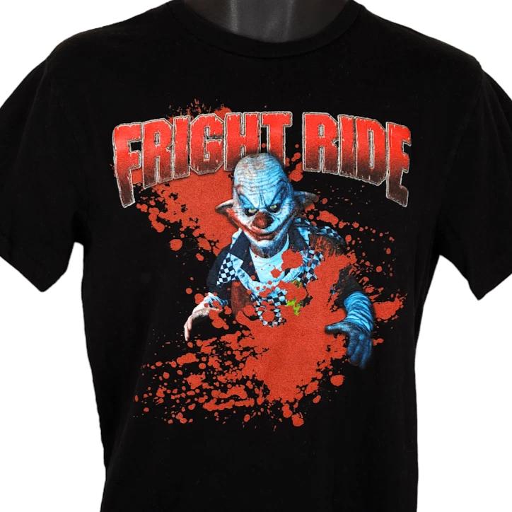 

Fright Ride 100% Cotton T-shirt Mens Tees Top Mens Size Small Black Killer Clown Horror Experience M