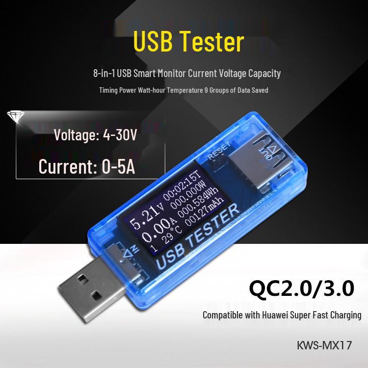 

USB тестер напруги та струму KWS-MX17 Blue