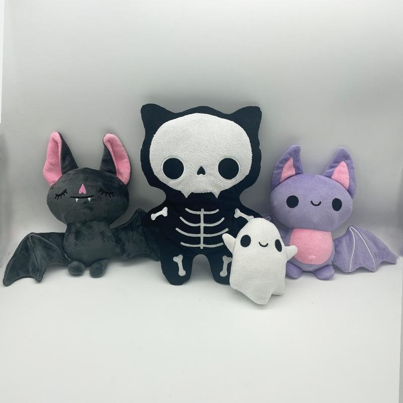 Cat Halloween Skeleton Bat Plush Toys Ghost Cute Doll Cartoon Plushie Gifts Kids