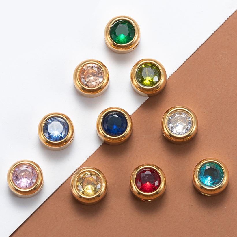 Stainless steel December birthday stone birthday stone small hole beads DIY jewelry accessories necklace