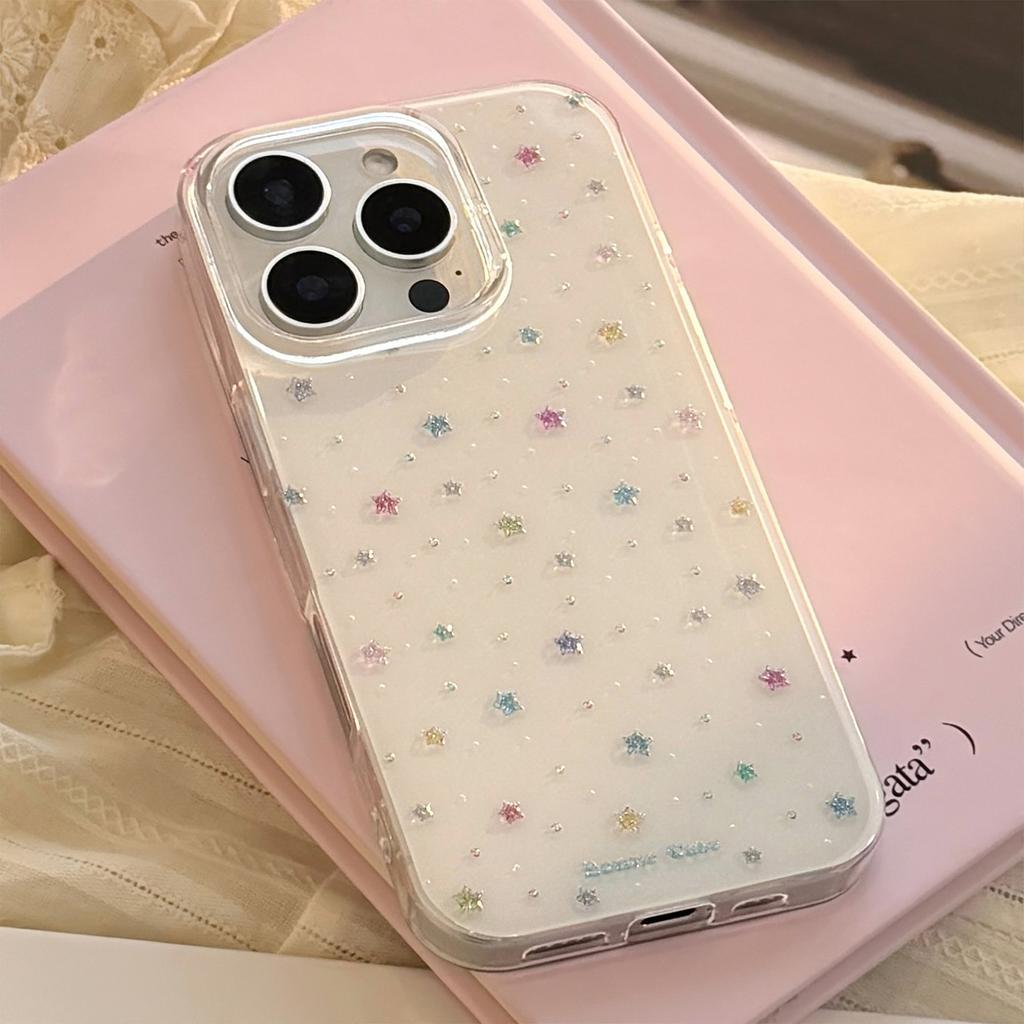 Glazed Sand Colored Stars Suitable for 16 Apple 17 Promax Mobile Phone Case Iphone 13 Hard 12 Korean 14 Advanced 11