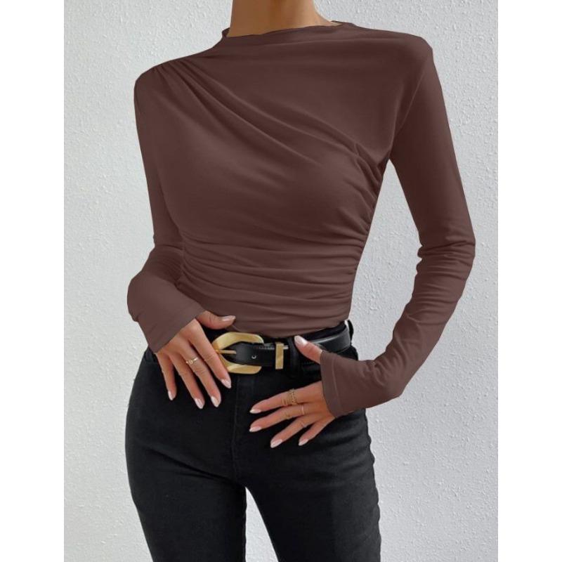 High Collar Bottoming New Autumn and Winter Slim Fit Tops Versatile Slimming Multi-color Long-sleeved T-shirts