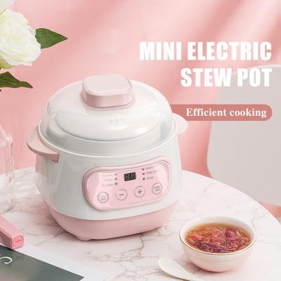 1L Büyük Kapasiteli Mini Yavaş Pişirici Kuru Yanma Önleyici Kolay Kullanım Elektrikli Akıllı Seramik Çorba Yulaf Lapası Pişirici Çok Fonksiyonlu Pişirme Kabı