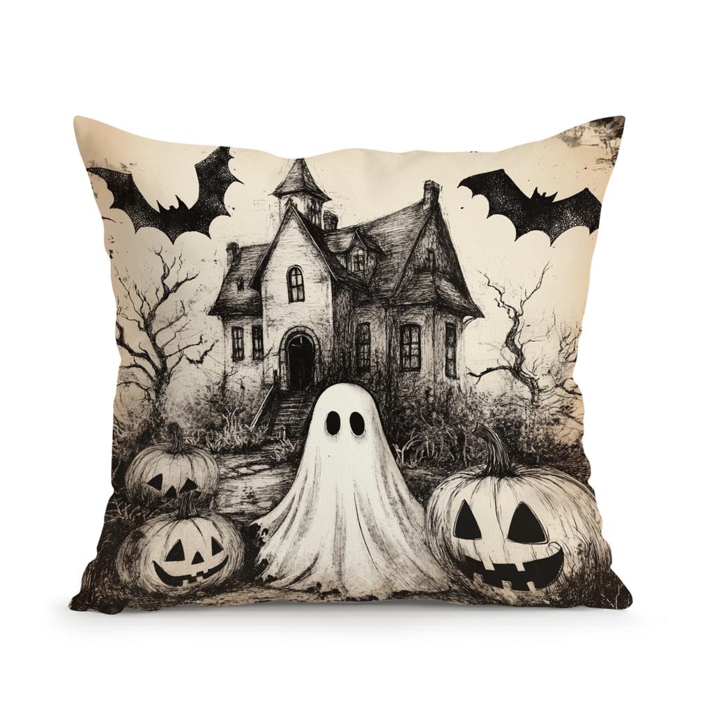 Pumpkin Witch Castle Ghost Pillowcase Printed Polyester 45X45Cm Throw Pillowcover Decorative Sofa Cushion Pillowslip Home Decor