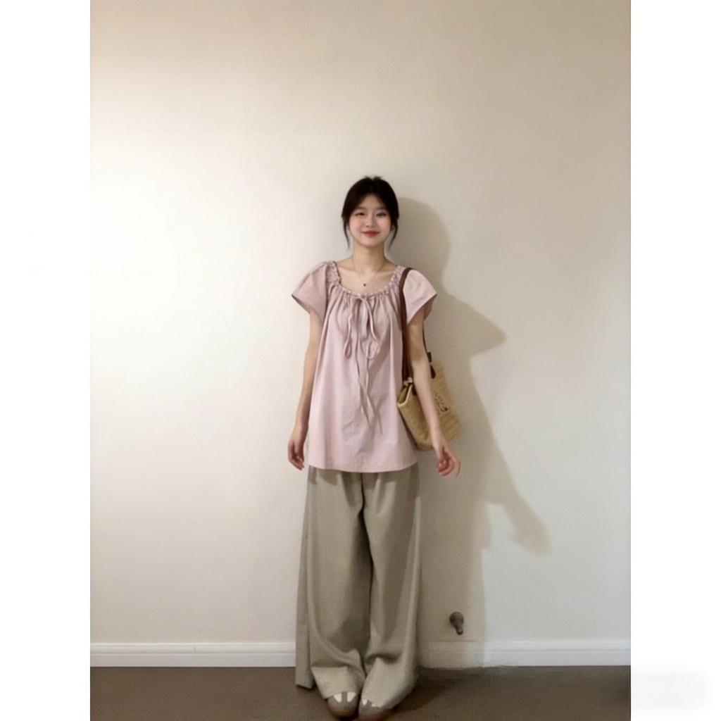 Summer Womens Casual Set With Silklike Fabric For Office And Daily Wear