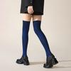 1 pár podkolenek jednobarevných třpytivých ponožek prodyšných pohodlných elastických jednobarevných zimních ponožek