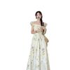 Xiaofei sleeve square neck floral dress children's summer 2026 new seaside vacation coffee break French temperament long dress