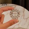 Rhinestone Ring Brooch Faux Pearl Brooch, Hollow Circle Alloy Lapel Pin, Elegant Clothing Jewelry Sweater Cardigan Coat Suits Accessories, Gift