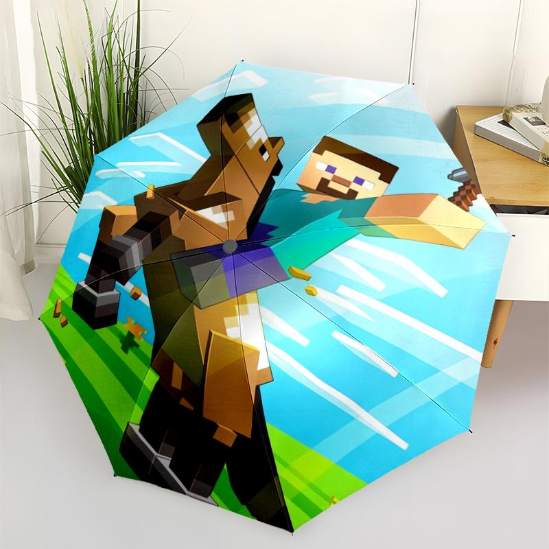 Pixel Game Fashionable Automatic Opening/Closing Folding Umbrella. Portable and Foldable, Ideal for Gift, Travel, and Daily Use.