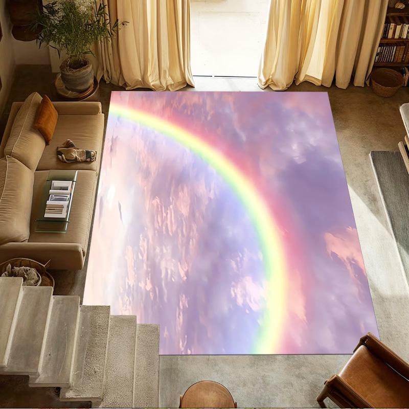 rainbow cloud Crystal Velvet chair mat Area Rug - Non-Slip, Floor Mat, Office Desk Chair Rugs, Bedroom Decor.Christmas Gift-1106176