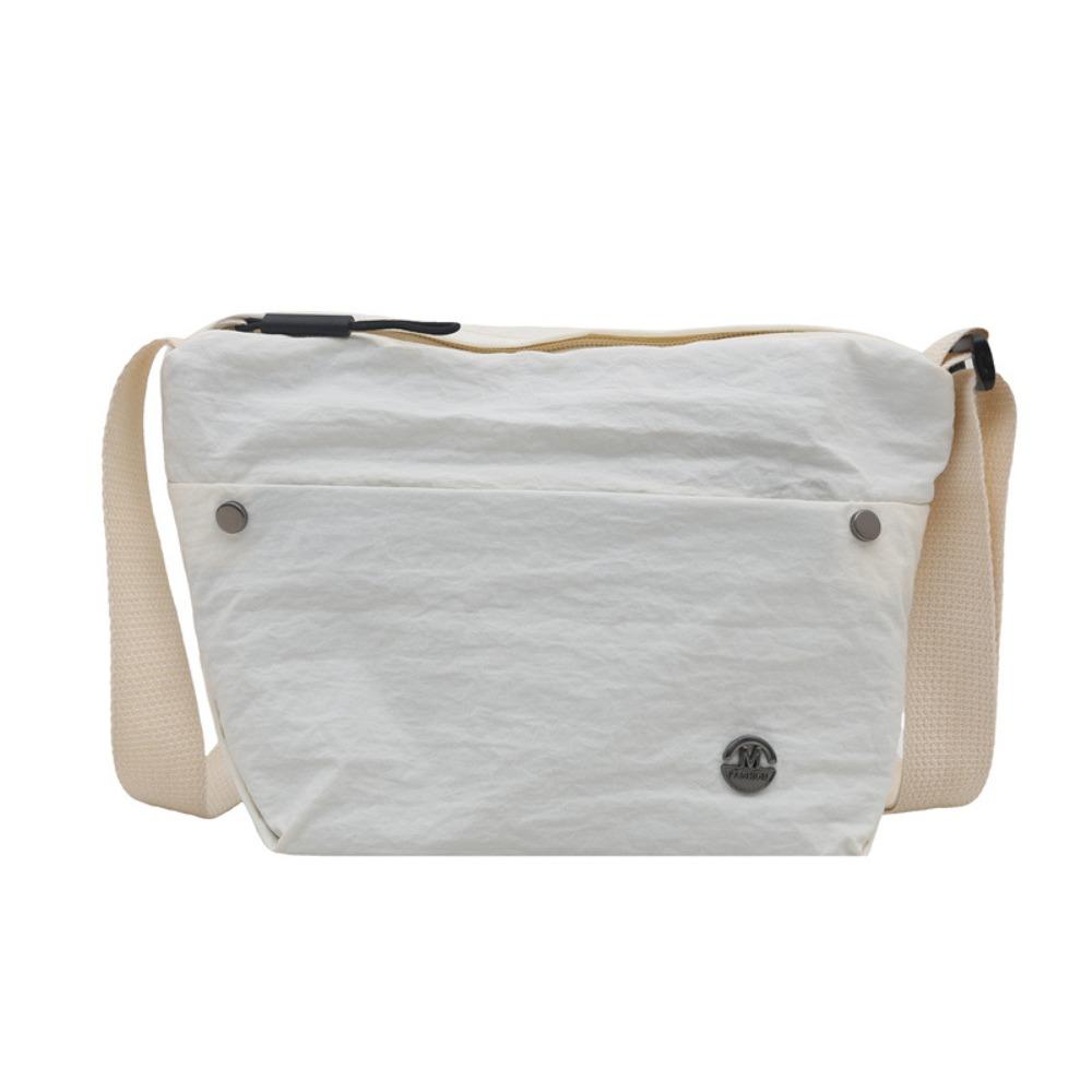 

Lightweight Ultra-Light Nylon Crossbody Bag Zipper Closure Large Capacity Messenger Bag Adjustable Wide Strap Tote Bag Outing білий