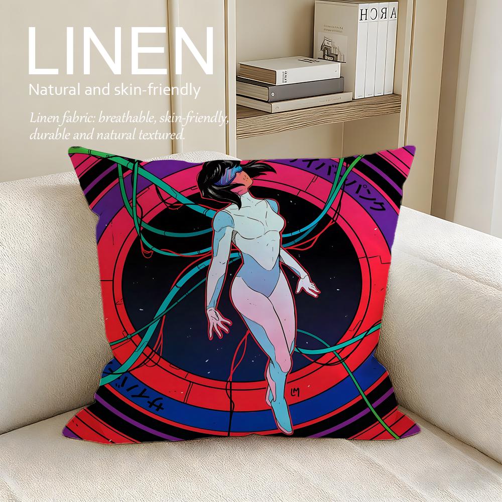 Character Motoko Kusanagi Cushion Cover Pillowcase Set Pcs x x Breathable Washable Sofa Cushion Cover