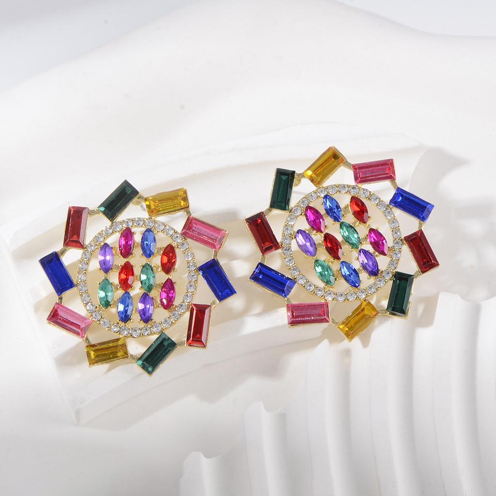 Fashion Ladies Flower Earrings With Alloy And Diamond Accents For Evening Wear