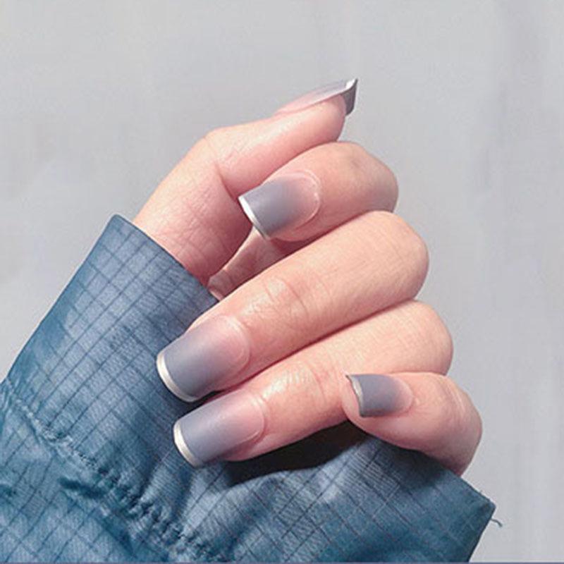 Ice Translucent Nude French False Nail Tips - 24 Long-Lasting, Removable Pieces