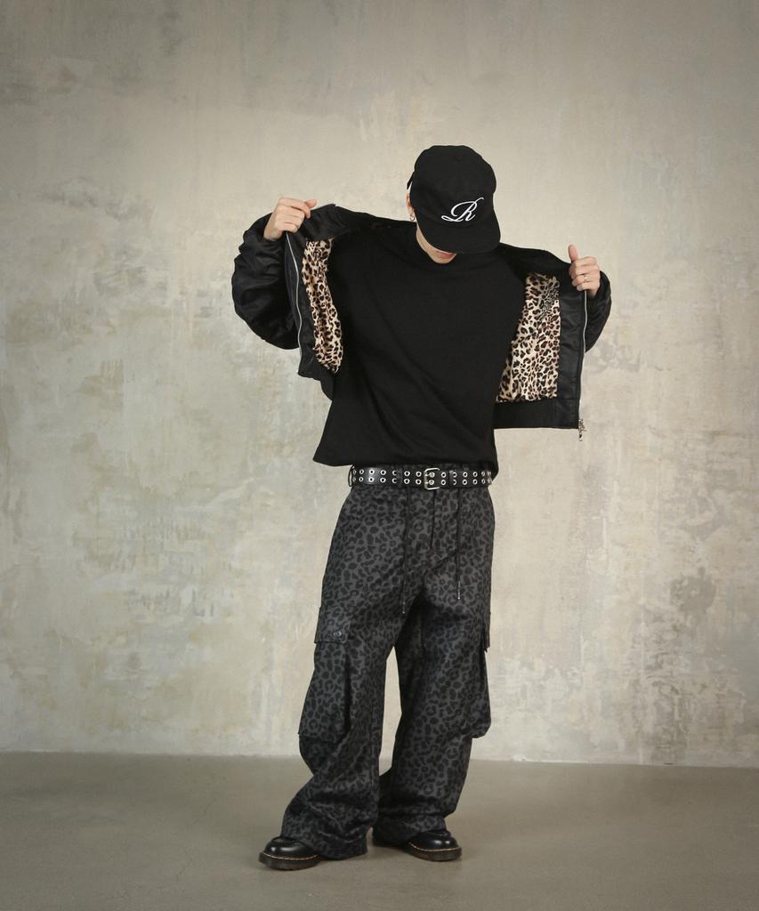 ROCKPSYCHO Leopard Cargo Pants Dark Navy