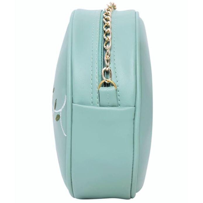 Women Girls Round Embroided Sling Bag