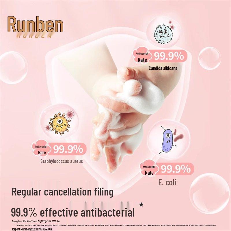 Runben Kids' Foam Hand Sanitizer - Gentle, Plant-Based, Pump Bottle