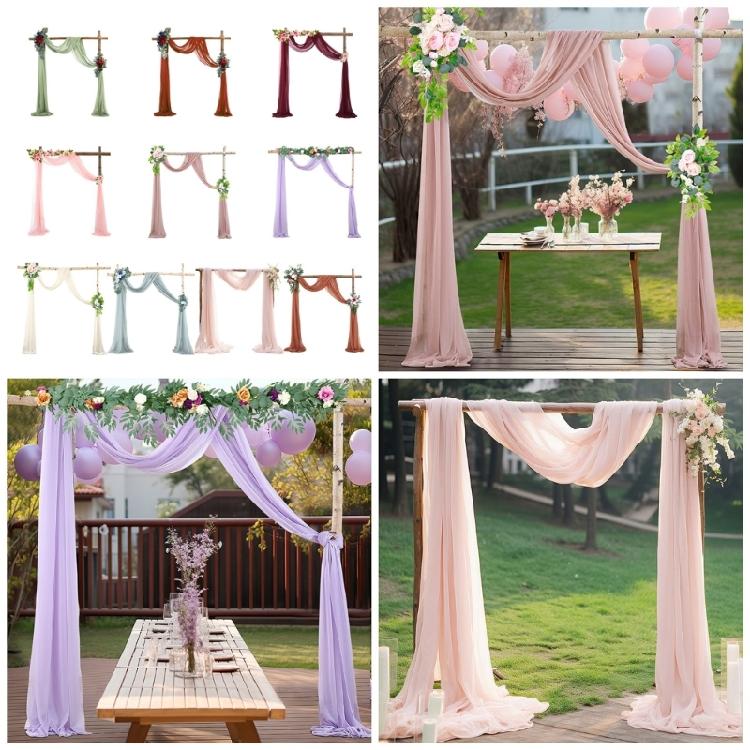 Good Quality Crinkle Proof Chiffon Curtain Versatile Sheer Fabric Arch Drape for Celebration Event