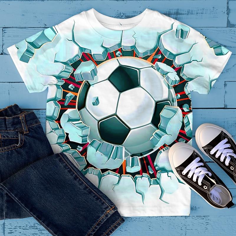Boys 3D Graphic Football T Shirt Tee Short Sleeve 3D Print Summer Spring Active Sports Fashion Polyester Kids 3-12 Years