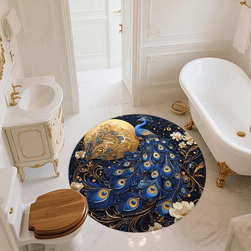 Moon Animals  Round Area Rug,Carpet Rug for Living Room Bedroom Sofa Playroom Decor,Non-slip Floor Mat
