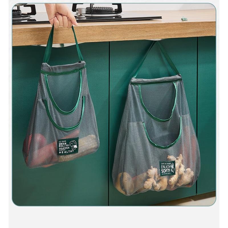Mesh Bag Portable Handheld Hollow Breathable Household Storage Bag, Can Carry Fruits and Vegetables Hanging Bag, Onion, Ginger, Garlic Storage