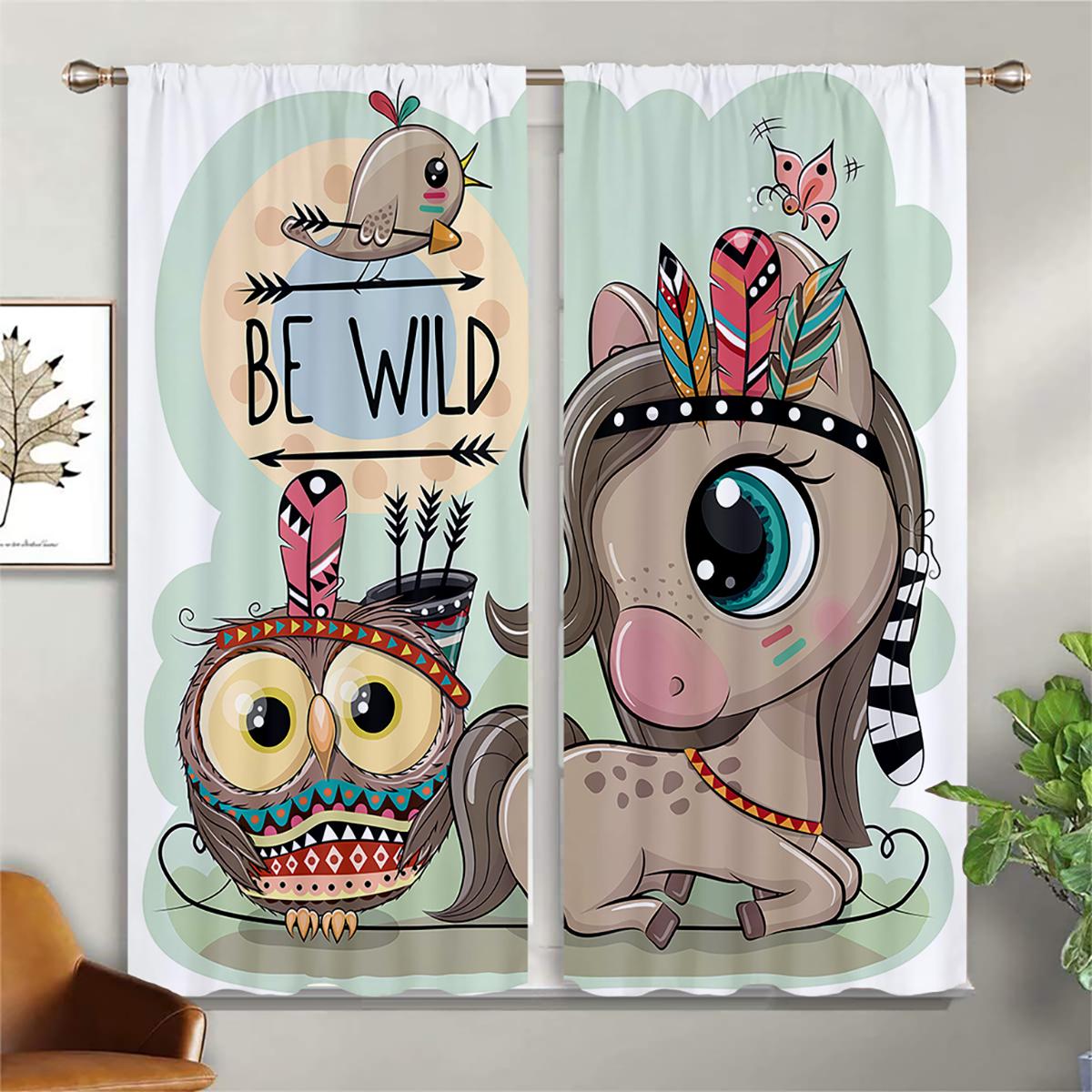 

Анимация Мультфильм Детская Комната Окно Розовые Шторы Можно Настроить Гостиную Балкон Кухня Шторы 2 Шт. W50xH140(CM)x2PCS&Grommet Top