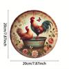 Rooster Iron Wall Art Rustic Farmhouse Decor Kitchen Bathroom Country Round Metal Sign