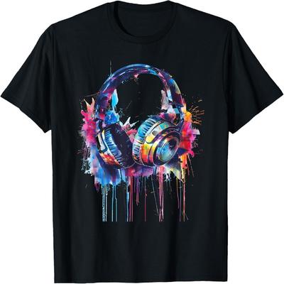 Headphones Music DJ Beatmaker Techno Splash House Music EDM T-Shirt