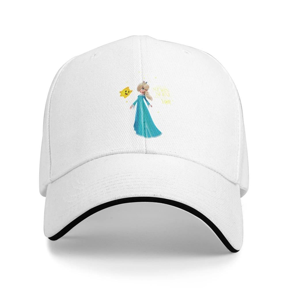 The Super Marios Galaxy Movie Rosalina Star Shine Baseball Caps Sandwich Hat for Men Women Adjustable Dad Hat Running Golf