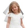 Elegant Embroidery Mantilla Veil for Girls with Hair Comb/Hair Clip for Church Communion Wedding Flower Girl Veil