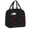 Custom Funny Glasses With Eye Test Chart Lunch Bag Women Optician Optometrist Warm Cooler Insulated Lunch Boxes for Adult Office