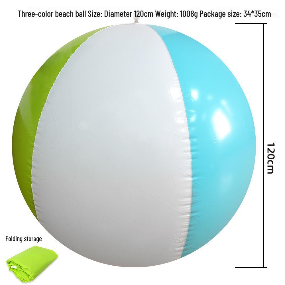 Large Three-Color Thickened PVC Inflatable Beach Ball for Outdoor Water Fun 1.2m