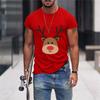 Santa Claus Deer Pattern T Shirt For Men Christmas 3D Printed Tees Summer Casual Loose T-Shirts O-Neck Short Sleeve Tops