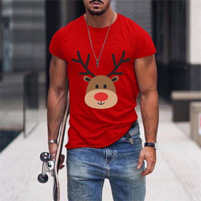 Santa Claus Deer Pattern T Shirt For Men Christmas 3D Printed Tees Summer Casual Loose T-Shirts O-Neck Short Sleeve Tops
