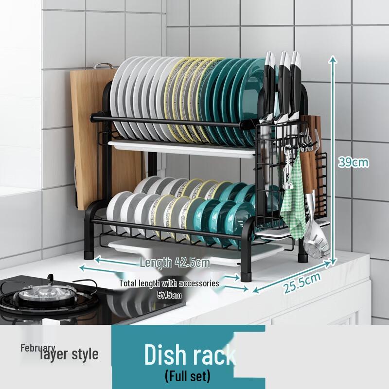 Zhishi Kitchen Countertop Double-Layer Dish Drying Rack