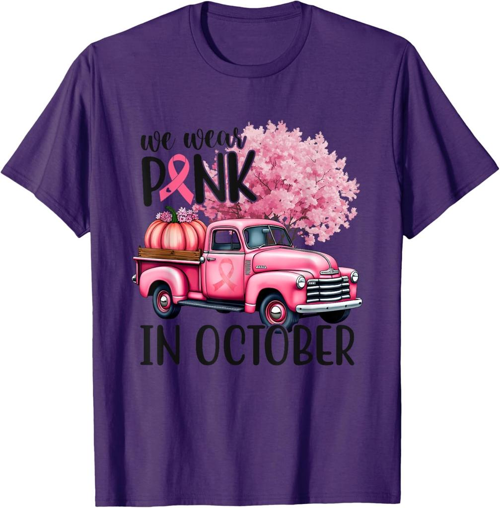 Truck Design In October Awareness Cancer Design Unisex T-Shirt