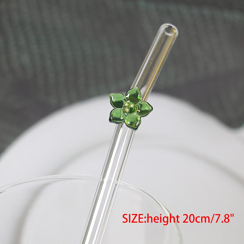 Flower Glass Straw, Reusable Drinking Straws Cute Butterfly For Festival Party Wedding Cocktail Bar Beachs